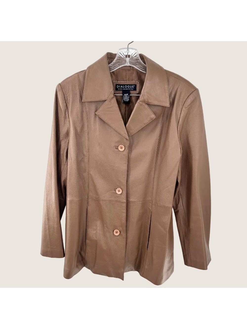 DIALOGUE LIGHT BROWN LEATHER JACKET - M